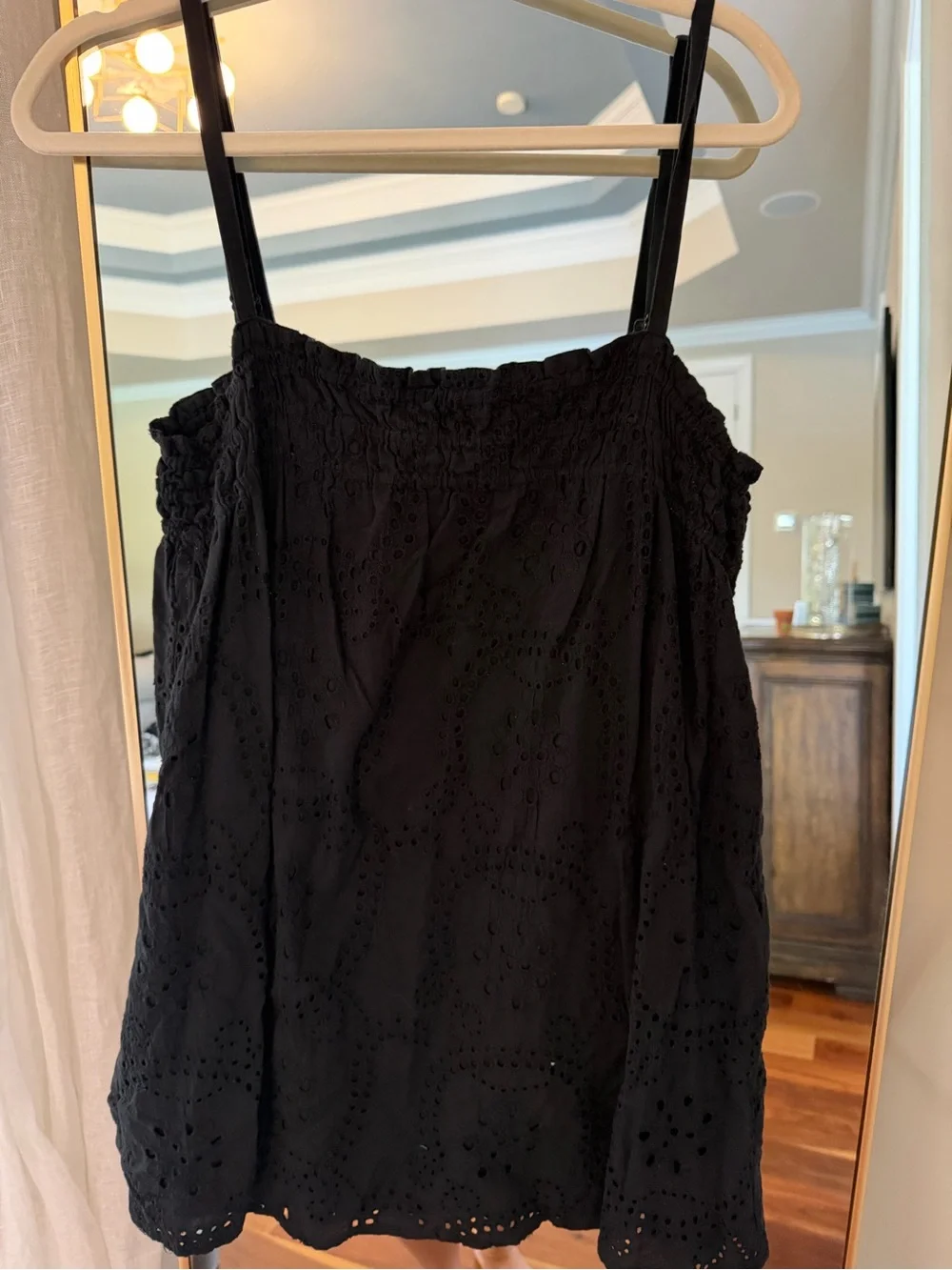 Sanctuary - Black Eyelet Smocked Mini Dress - Picture 2 of 3